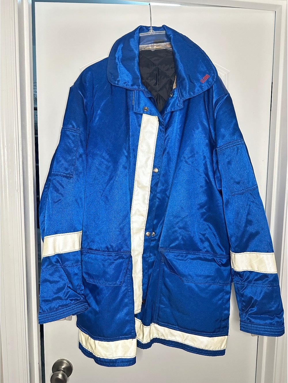 Vintage 1994 Globe Blue Reflective EMS Paramedic Jacket Men Large Quilted Lining
